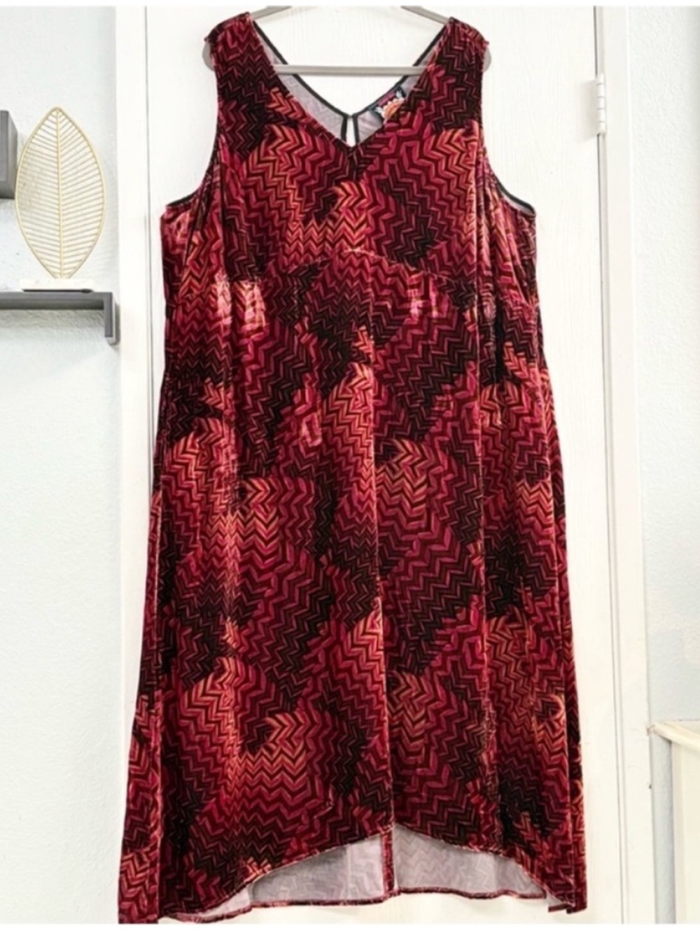 Johnny Was Belle Red Velvet Women’s 
Tank Keyhole Sleeveless Midi Dress Sz 3X